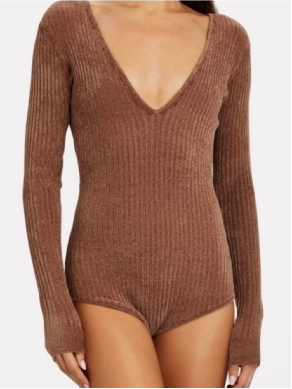 Ronny Kobo Talma Chenille Bodysuit Size XS Colour Camel
